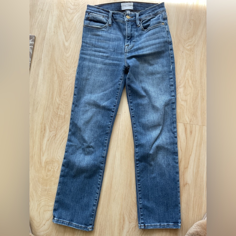 FRAME Jeans Le High Straight Bestia Super Stretch Crop